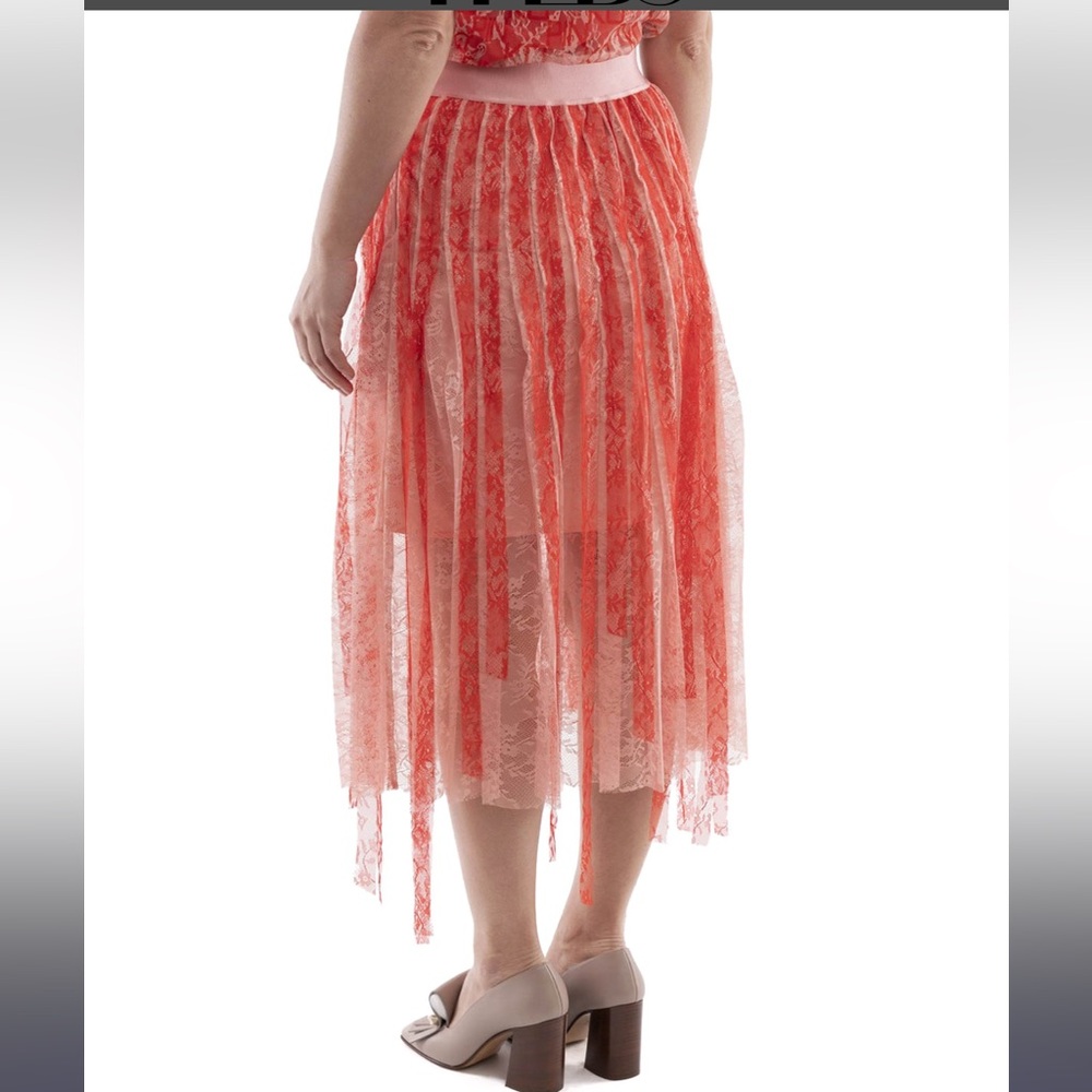 PINKO Nervoso lace skirt tulle boho pink red small - Picture 5 of 12